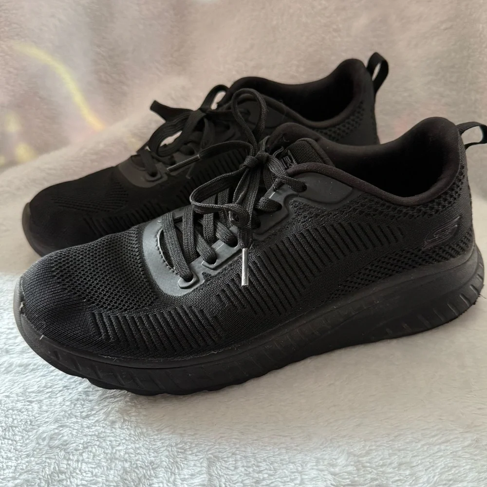 Skechers Bobs Black Athletic‎ Women’s Shoes Size 7.5W Lace Up Whimsigoth Sneaker